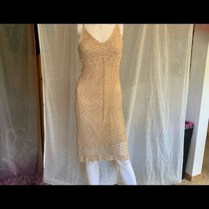 Beautiful crocheted dress with slip beige P 12